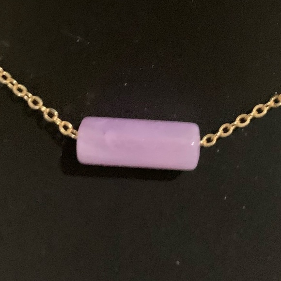 Bar necklace periwinkle pendant on gold chain comes with length extender 18-21… - Picture 4 of 6